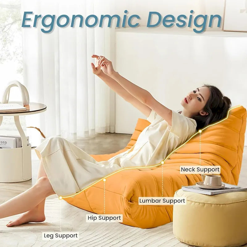 Divano Togo a sacco EROMMY - Poltrona da pavimento in memory foam 28D per adulti e bambini, lettino leggero in ecopelle disponibile in 5 colori