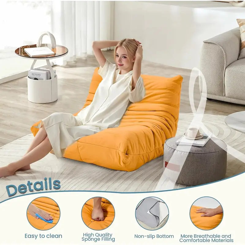 Divano Togo a sacco EROMMY - Poltrona da pavimento in memory foam 28D per adulti e bambini, lettino leggero in ecopelle disponibile in 5 colori