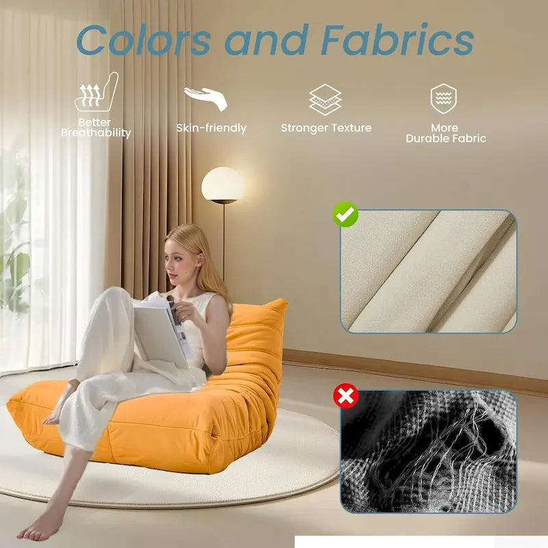 Divano Togo a sacco EROMMY - Poltrona da pavimento in memory foam 28D per adulti e bambini, lettino leggero in ecopelle disponibile in 5 colori
