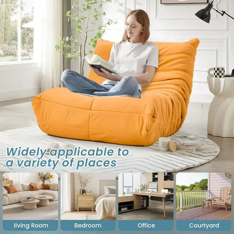 Divano Togo a sacco EROMMY - Poltrona da pavimento in memory foam 28D per adulti e bambini, lettino leggero in ecopelle disponibile in 5 colori