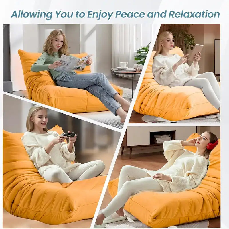 Divano Togo a sacco EROMMY - Poltrona da pavimento in memory foam 28D per adulti e bambini, lettino leggero in ecopelle disponibile in 5 colori