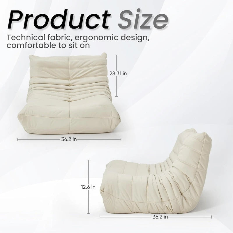 Divano Togo a sacco EROMMY - Poltrona da pavimento in memory foam 28D per adulti e bambini, lettino leggero in ecopelle disponibile in 5 colori