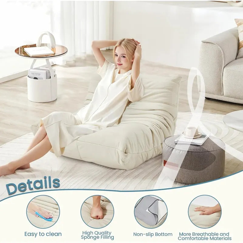 Divano Togo a sacco EROMMY - Poltrona da pavimento in memory foam 28D per adulti e bambini, lettino leggero in ecopelle disponibile in 5 colori