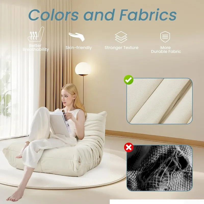 Divano Togo a sacco EROMMY - Poltrona da pavimento in memory foam 28D per adulti e bambini, lettino leggero in ecopelle disponibile in 5 colori