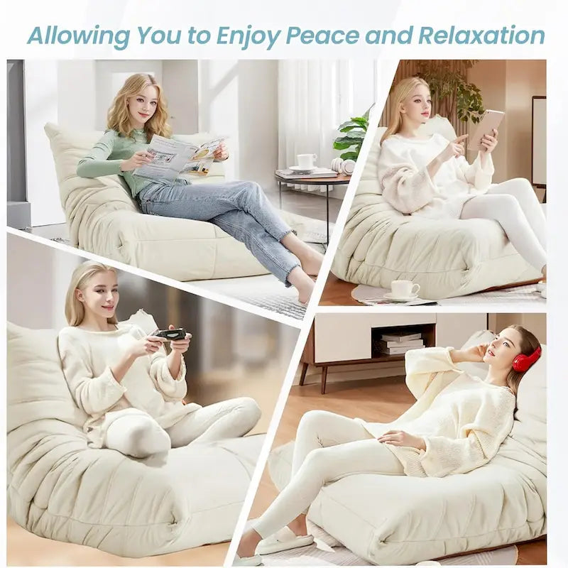 Divano Togo a sacco EROMMY - Poltrona da pavimento in memory foam 28D per adulti e bambini, lettino leggero in ecopelle disponibile in 5 colori