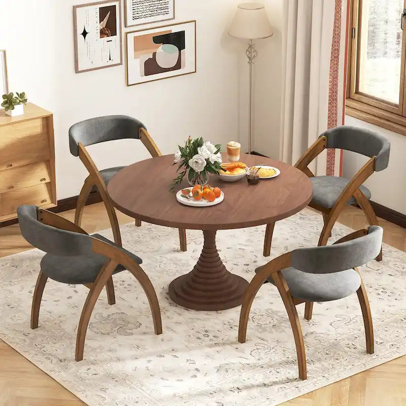 Set di 4 sedie da pranzo Gymax con cuscino imbottito, schienale curvo e arco