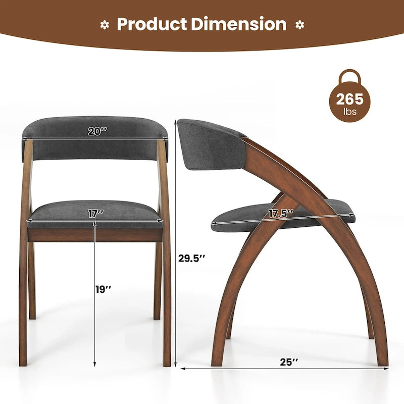 Set di 4 sedie da pranzo Gymax con cuscino imbottito, schienale curvo e arco
