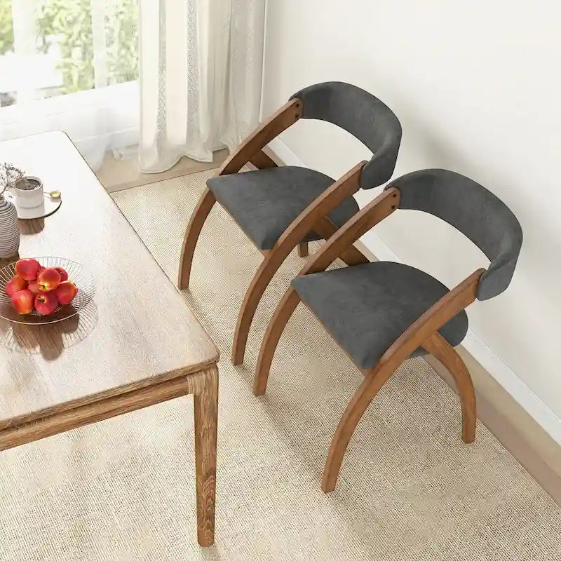 Set di 4 sedie da pranzo Gymax con cuscino imbottito, schienale curvo e arco