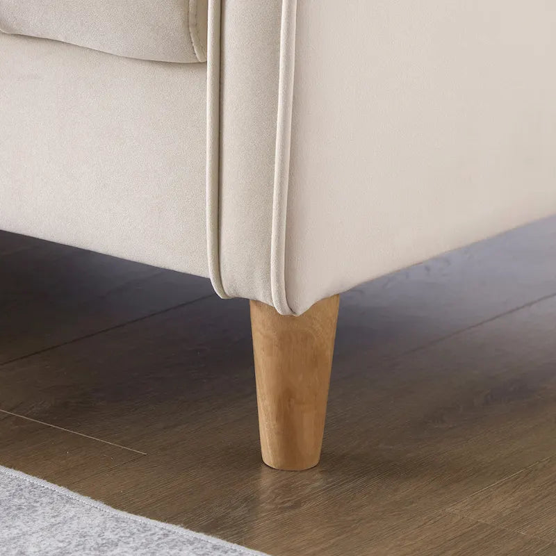Divano di Design Moderno per Soggiorno, Divanetto per Piccoli Spazi, Rivestimento in Velluto Liscio, Trapuntato, Beige