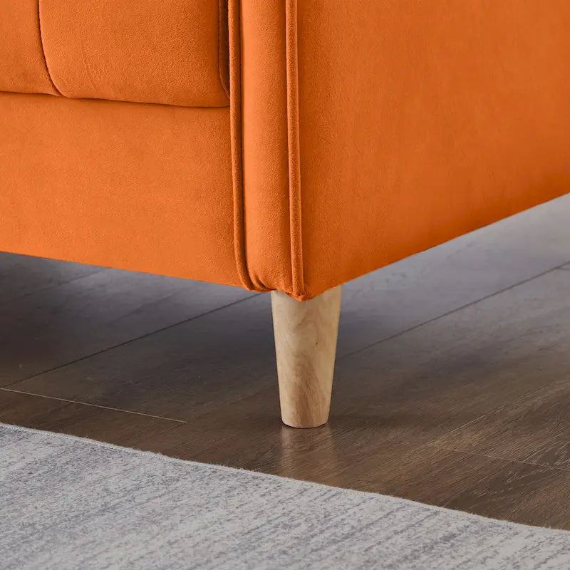 Divano di Design Moderno per Soggiorno, Divanetto per Piccoli Spazi, Rivestimento in Velluto Liscio, Trapuntato, Beige