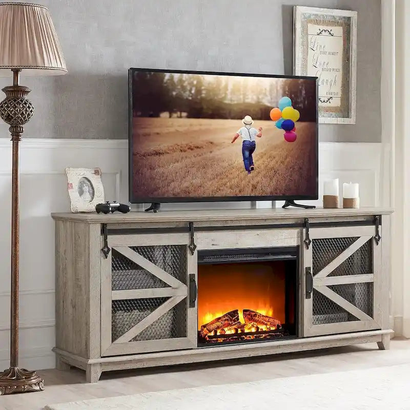 Meuble TV de cheminée de ferme, Centre de divertissement, Console TV
