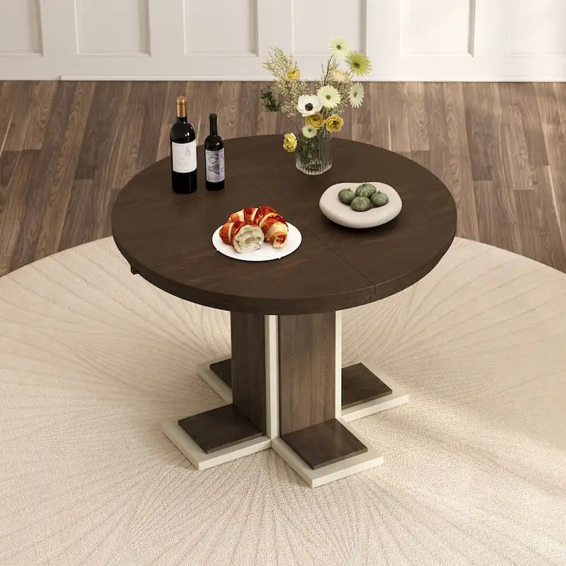 Tavolo da pranzo ovale vintage allungabile, in legno massello per 6 persone in cucina