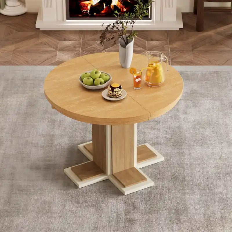 Tavolo da pranzo ovale vintage allungabile, in legno massello per 6 persone in cucina