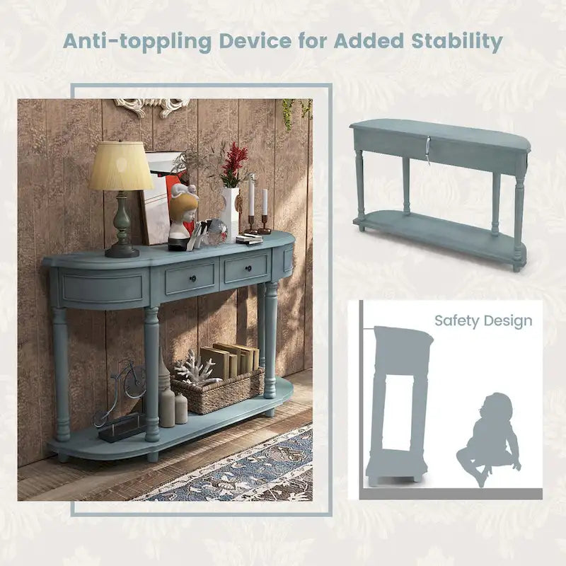Costway 52 Tavolo Consolle Lungo con 2 Cassetti e Ripiano Aperto Stile Retrò - Vedi Dettagli