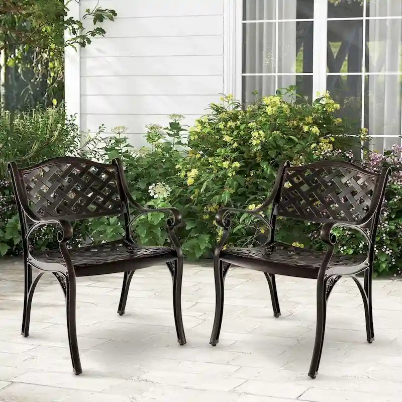 Costway Set di 2/4 Sedie da Giardino in Alluminio Pressofuso, Set da 2 Sedie per Esterno Resistenti alle Intemperie