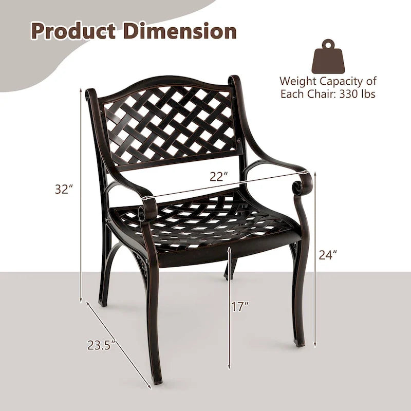Costway Set di 2/4 Sedie da Giardino in Alluminio Pressofuso, Set da 2 Sedie per Esterno Resistenti alle Intemperie