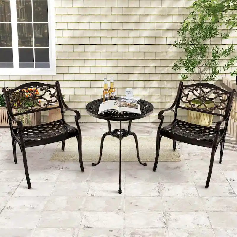 Costway Set di 2/4 Sedie da Giardino in Alluminio Pressofuso, Set da 2 Sedie per Esterno Resistenti alle Intemperie