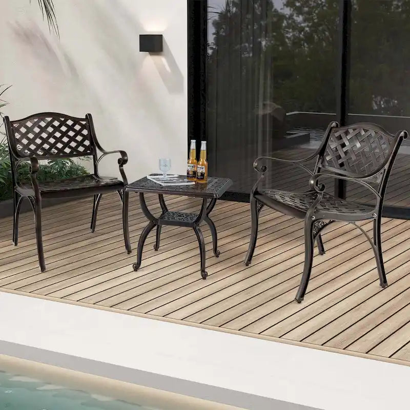 Costway Set di 2/4 Sedie da Giardino in Alluminio Pressofuso, Set da 2 Sedie per Esterno Resistenti alle Intemperie
