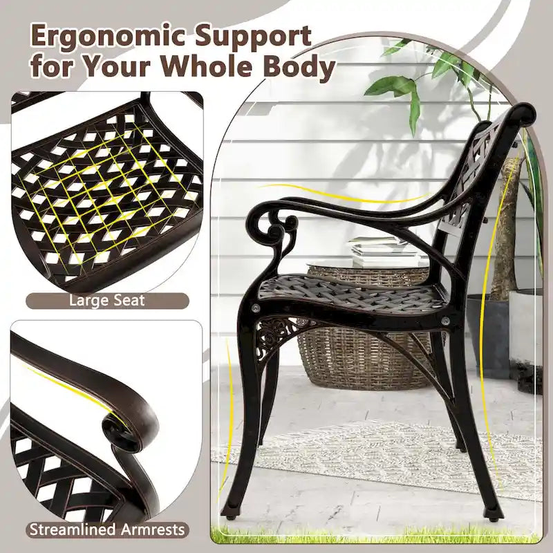 Costway Set di 2/4 Sedie da Giardino in Alluminio Pressofuso, Set da 2 Sedie per Esterno Resistenti alle Intemperie