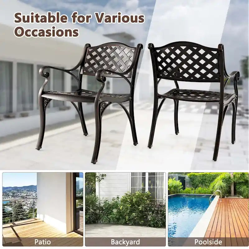 Costway Set di 2/4 Sedie da Giardino in Alluminio Pressofuso, Set da 2 Sedie per Esterno Resistenti alle Intemperie