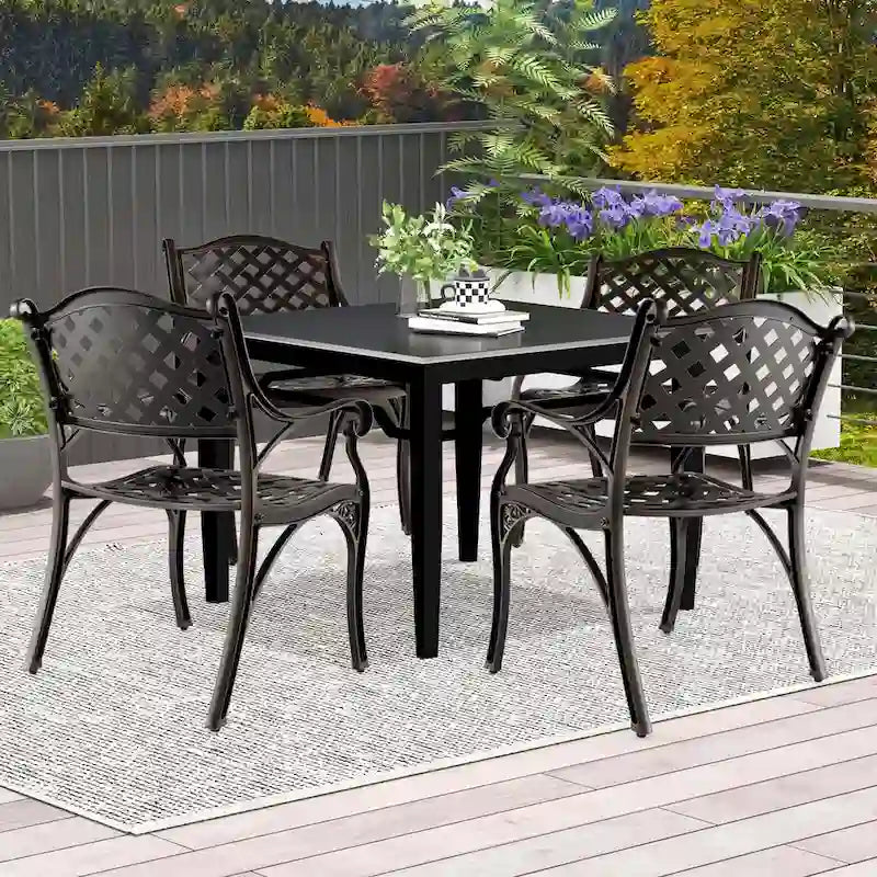 Costway Set di 2/4 Sedie da Giardino in Alluminio Pressofuso, Set da 2 Sedie per Esterno Resistenti alle Intemperie