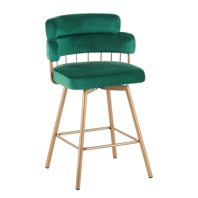 Christopher Knight Home Bremen Sgabelli da bancone girevoli in velluto da 66 cm con gambe in metallo (set da 2)