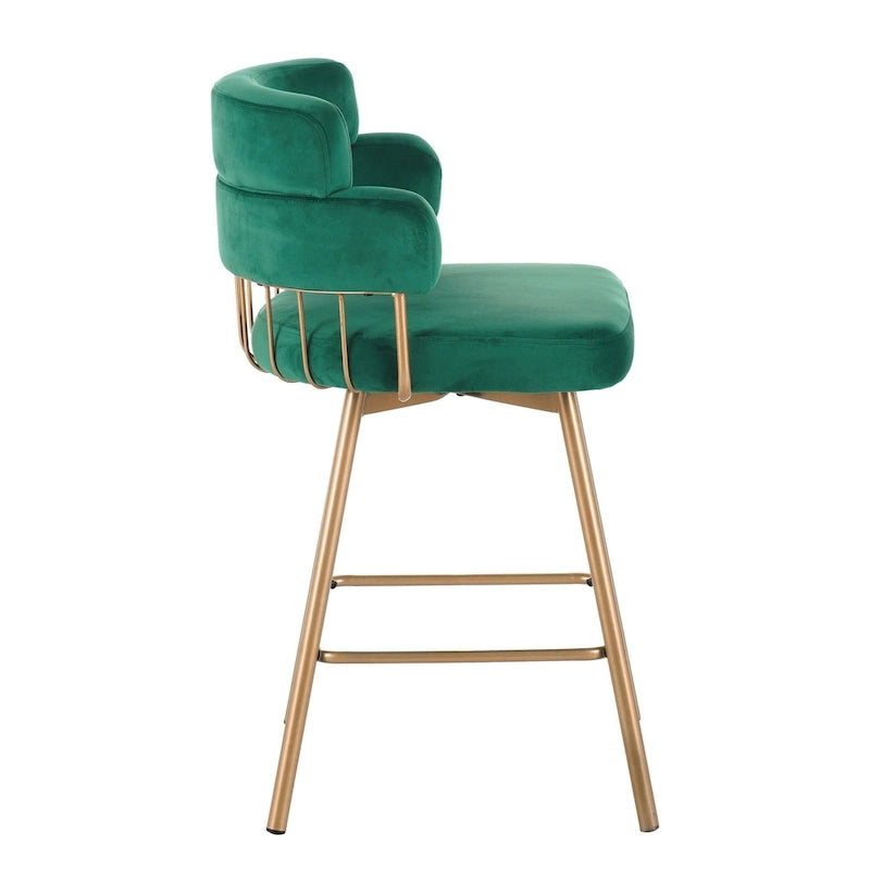 Christopher Knight Home Bremen Sgabelli da bancone girevoli in velluto da 66 cm con gambe in metallo (set da 2)