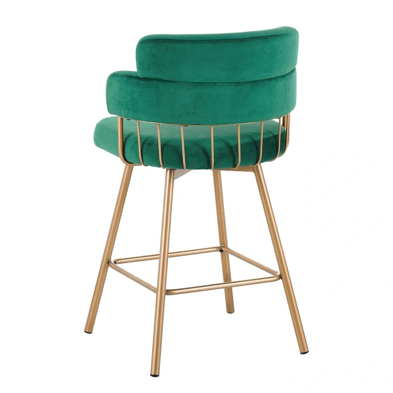 Christopher Knight Home Bremen Sgabelli da bancone girevoli in velluto da 66 cm con gambe in metallo (set da 2)
