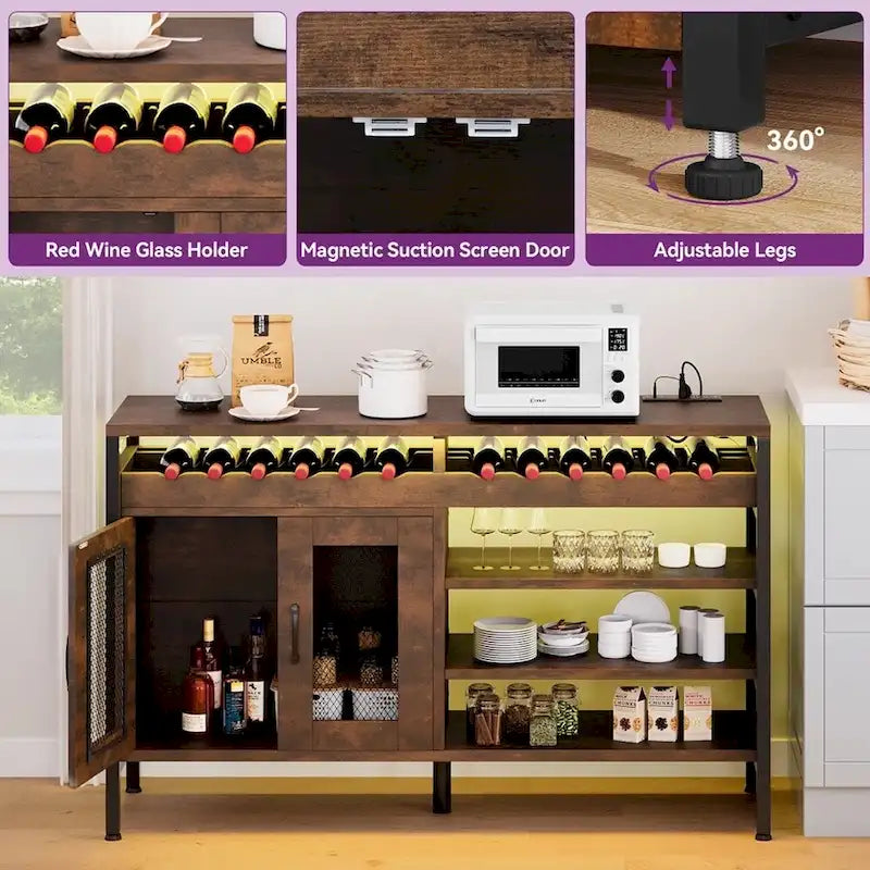 Mobile bar con illuminazione a LED da 55 pollici per caffè e liquori - 55 pollici