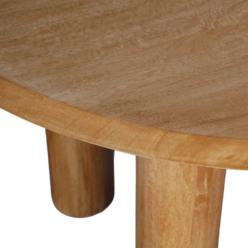 Tavolo da Pranzo, Piano Rotondo da 48 Pollici, Legno di Mango Marrone Naturale, 4 Gambe a Colonna