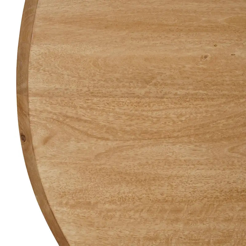 Tavolo da Pranzo, Piano Rotondo da 48 Pollici, Legno di Mango Marrone Naturale, 4 Gambe a Colonna