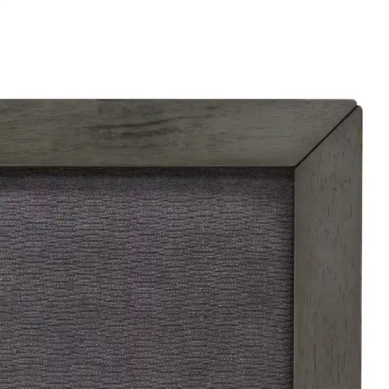 Letto a piattaforma Kiran King Size, testiera imbottita grigia, struttura in legno