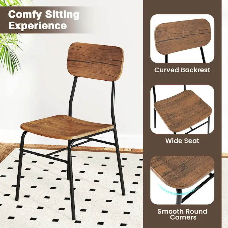 Costway Set da 5 Pezzi Tavolo da Cucina Quadrato e Sedie in Legno con Telaio in Metallo