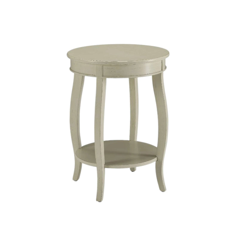 Table d'appoint ronde polyvalente en bois massif de 61 cm avec étagère, parfaite pour la chambre ou le salon - 61 H x 46 L x 46 P