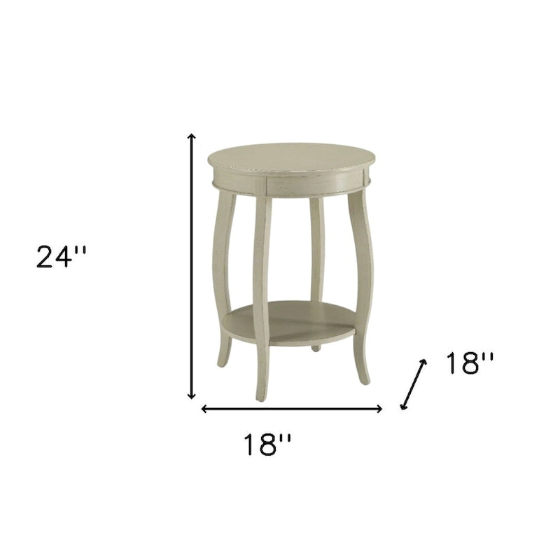 Versatile Tavolino Rotondo da 24 Pollici in Legno Massello con Ripiano, Perfetto per Camera da Letto o Soggiorno - 24 A x 18 L x 18 P