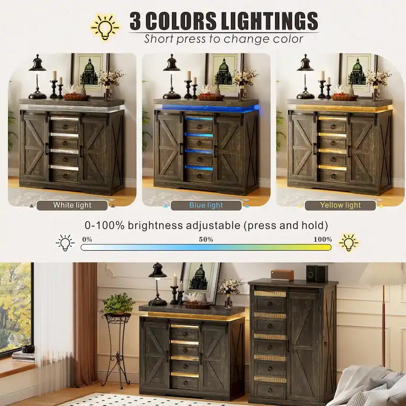 Cassettiera a 5 cassetti con luce LED - N/A