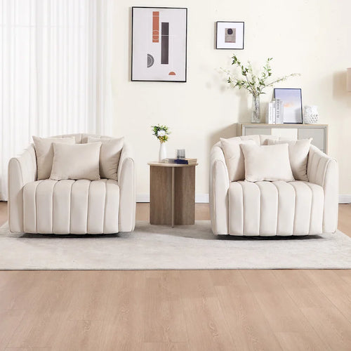 Lot de 2 fauteuils pivotants rembourrés 40,4 W, fauteuil pivotant simple et moderne avec oreillers