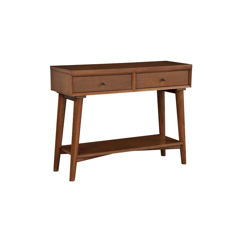Tavolo Consolle in Legno Massello con Cassetti e Ripiano Inferiore - 42 L x 14 P x 33 H