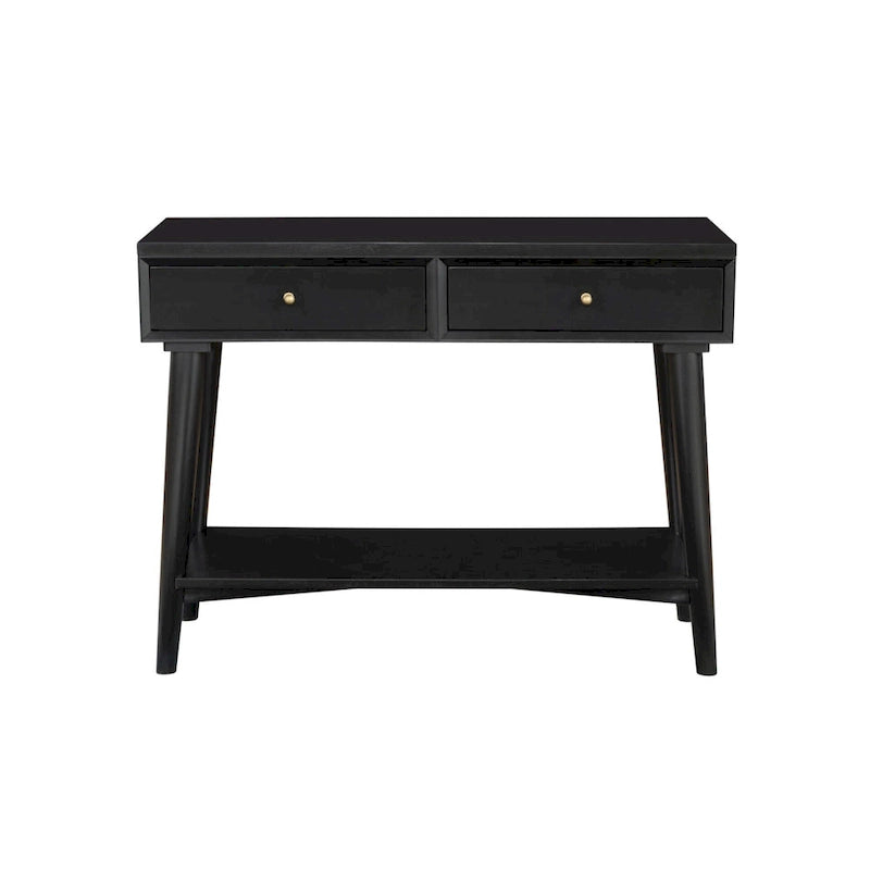 Tavolo Consolle in Legno Massello con Cassetti e Ripiano Inferiore - 42 L x 14 P x 33 H