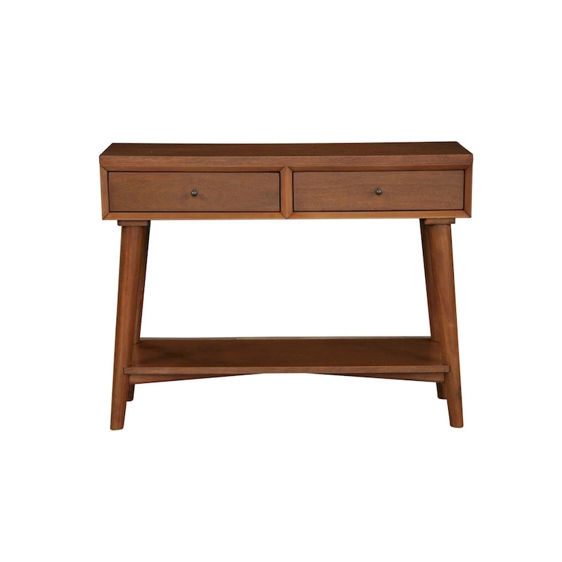 Tavolo Consolle in Legno Massello con Cassetti e Ripiano Inferiore - 42 L x 14 P x 33 H