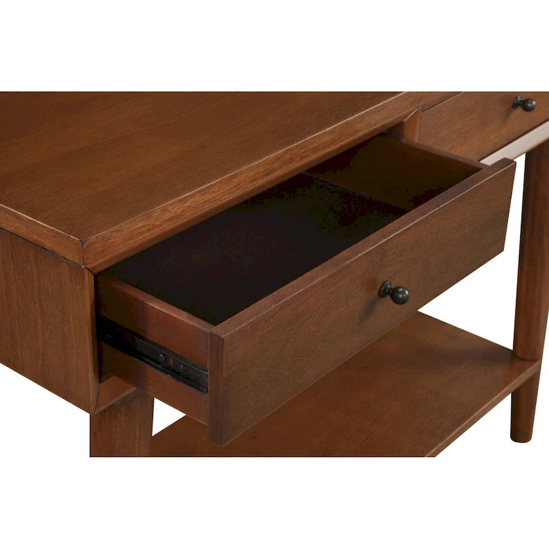 Tavolo Consolle in Legno Massello con Cassetti e Ripiano Inferiore - 42 L x 14 P x 33 H