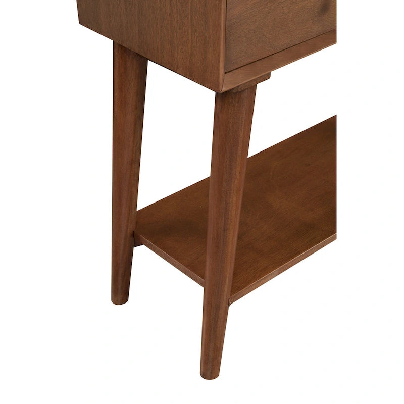 Tavolo Consolle in Legno Massello con Cassetti e Ripiano Inferiore - 42 L x 14 P x 33 H
