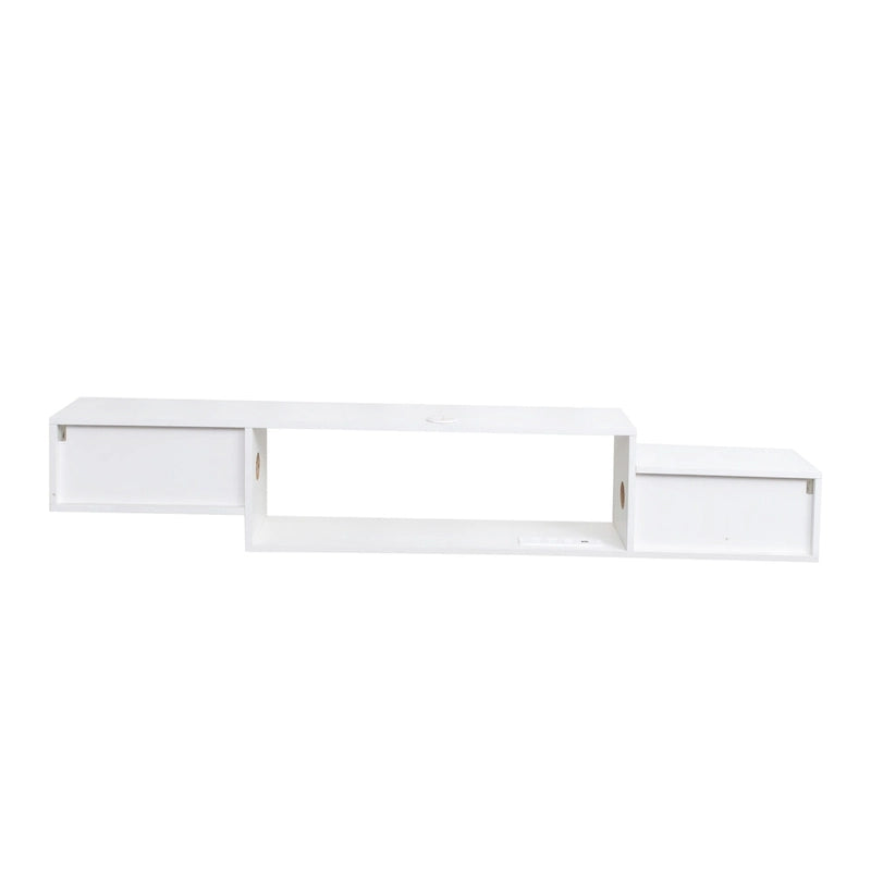 Mobile TV sospeso moderno con 3 ripiani e 20 LED colorati per home theater e ufficio a parete