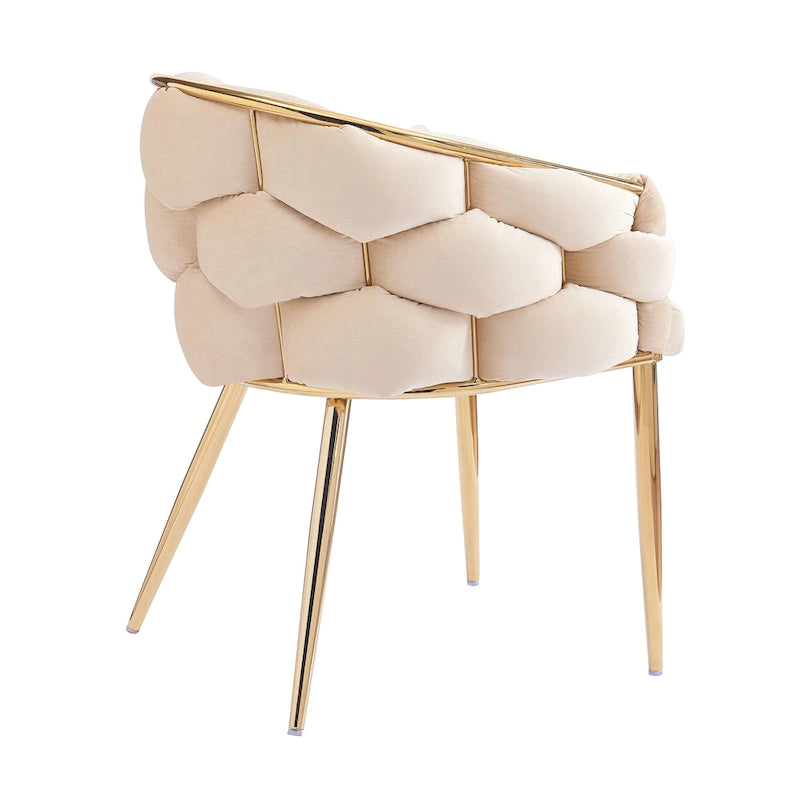 Moderne poltrone in velluto da 75 cm con gambe e struttura in metallo color oro per soggiorno (set da 2)