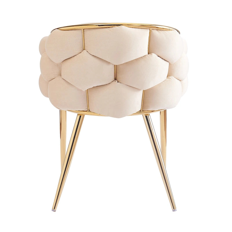 Moderne poltrone in velluto da 75 cm con gambe e struttura in metallo color oro per soggiorno (set da 2)