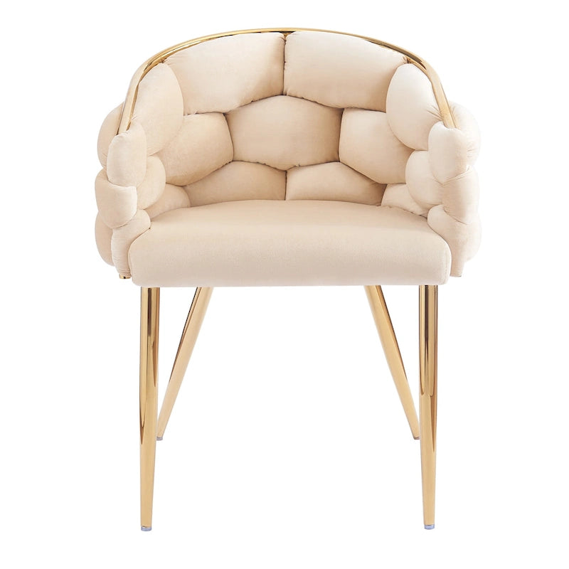 Moderne poltrone in velluto da 75 cm con gambe e struttura in metallo color oro per soggiorno (set da 2)