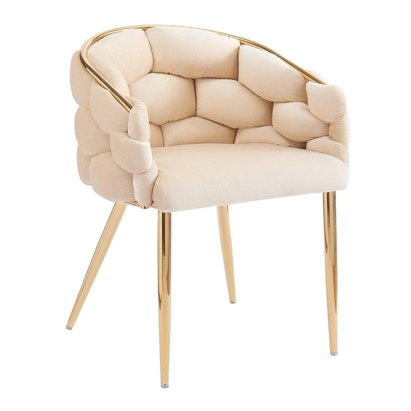 Moderne poltrone in velluto da 75 cm con gambe e struttura in metallo color oro per soggiorno (set da 2)
