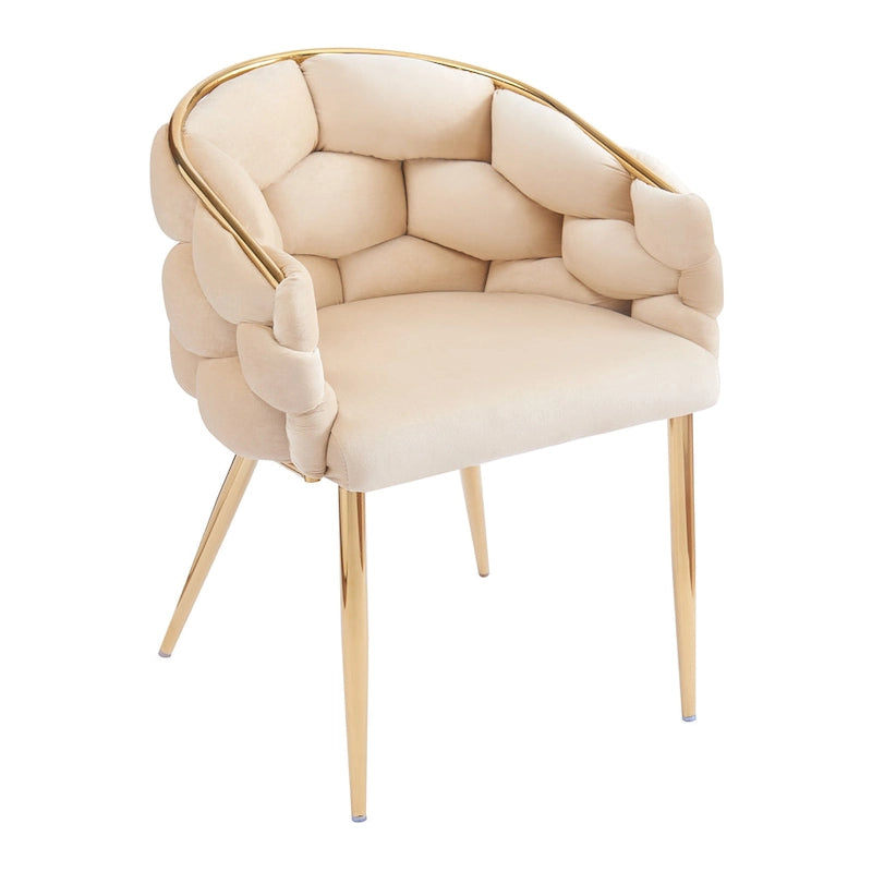 Moderne poltrone in velluto da 75 cm con gambe e struttura in metallo color oro per soggiorno (set da 2)