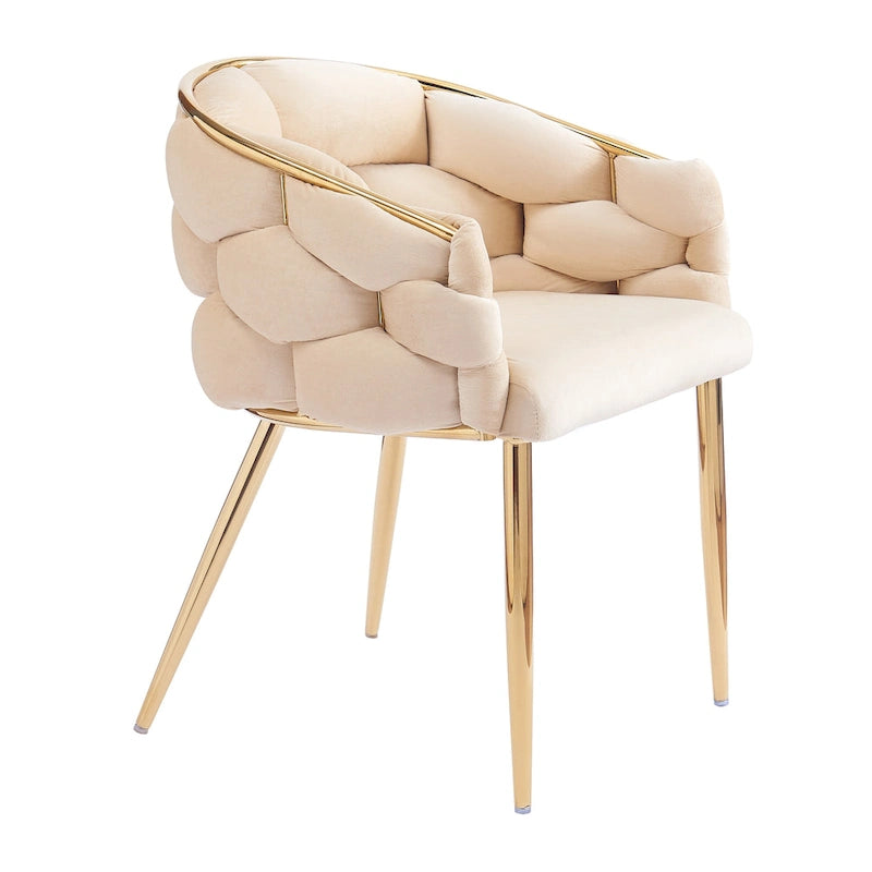 Moderne poltrone in velluto da 75 cm con gambe e struttura in metallo color oro per soggiorno (set da 2)