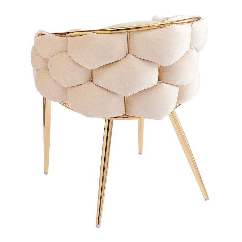 Moderne poltrone in velluto da 75 cm con gambe e struttura in metallo color oro per soggiorno (set da 2)